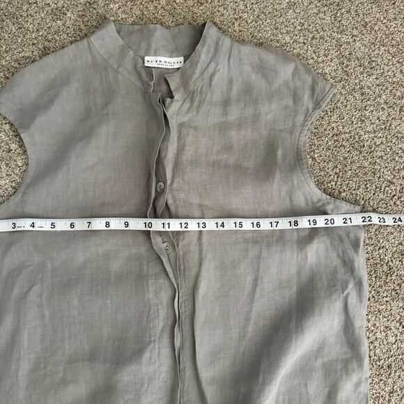 Bryn Walker khaki tan linen button maxi shirt dress size small - Picture 6 of 11